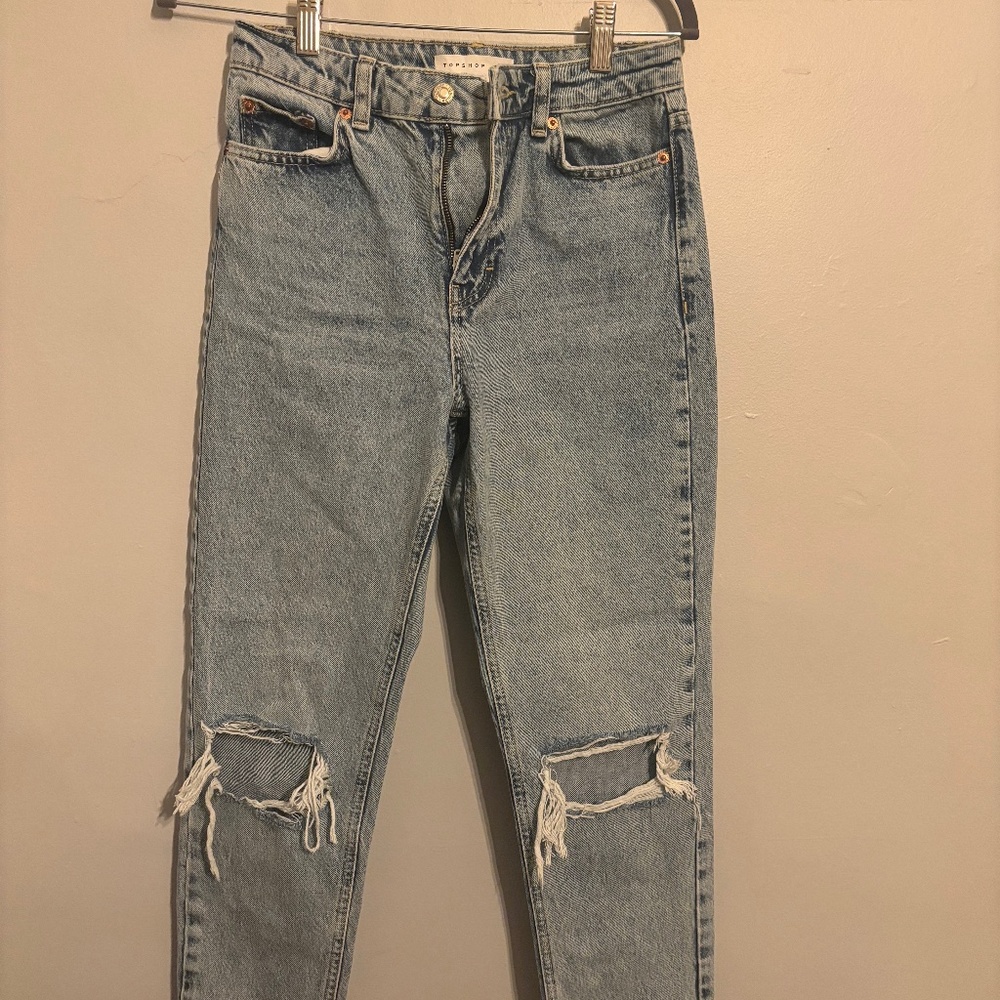 TOPSHOP Women's Light Wash Mom Jeans Size 26 Waist